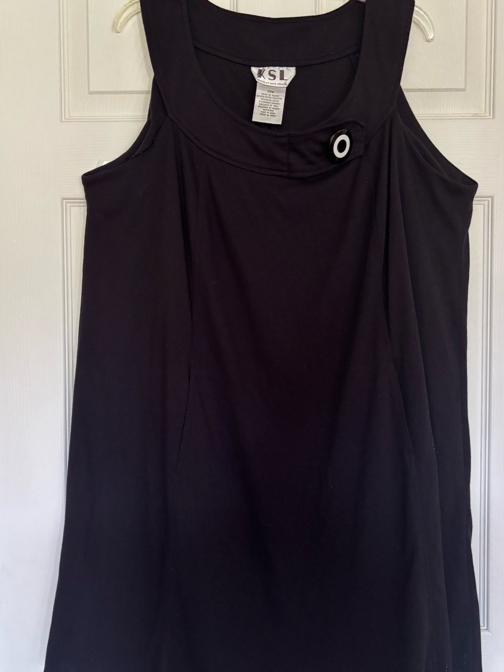 Vintage Karin Stevens (KSL) Black Sleeveless Shift Dress - Mod Button Detail